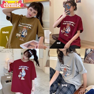 Chemisegrace✨พร้อมส่ง✨เสื้อยืดสกรีนลายวินเทจ oversize เสื้อสีสวยมากกก เสื้อทรงหลวมส ฮิปฮอป 7908