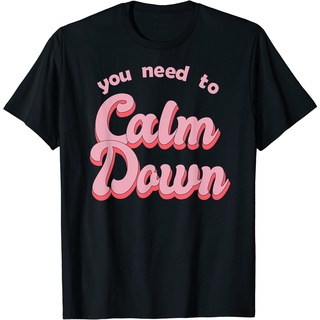 เสื้อยืดโอเวอร์ไซส์เสื้อยืดแขนสั้น พิมพ์ลาย Calm Down สไตล์เรโทร พรีเมี่ยม เหมาะกับของขวัญ สําหรับผู้ใหญ่ ผู้ชาย และผู้ห