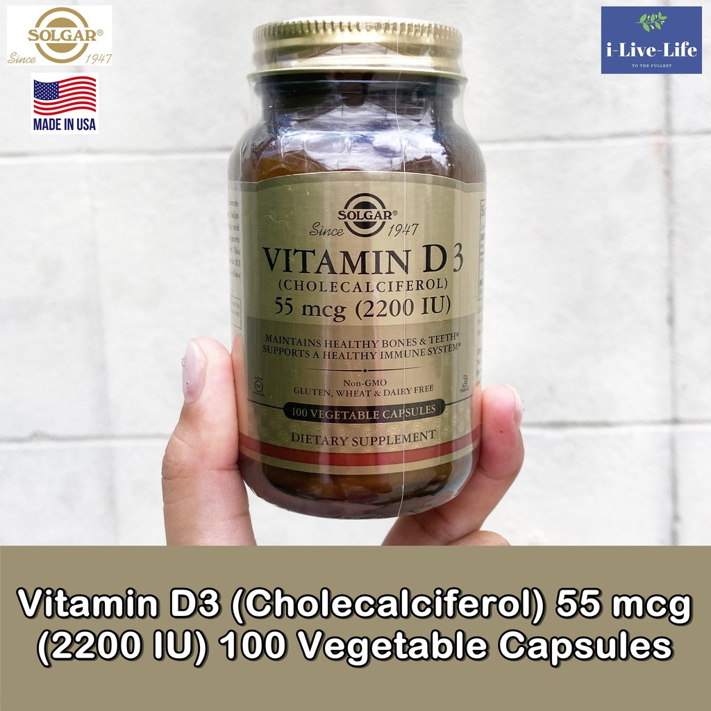 ภาพหน้าปกสินค้าวิตามินดี 3 Vitamin D3 (Cholecalciferol) 55 mcg (2200 IU) 100 Vegetable Capsules - Solgar จากร้าน ilivelife บน Shopee