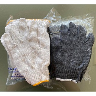 ถุงมือผ้า ไหมพรม แบบถัก Tonga สำหรับงานทั่วไป Cotton glove 1 คู่