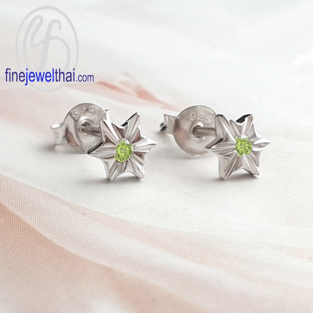 finejewelthai-ต่างหูเพอริดอท-เพอริดอท-ต่างหูเงินแท้-ต่างหูพลอย-peridot-silver-earring-birthstone-e1156pd-p