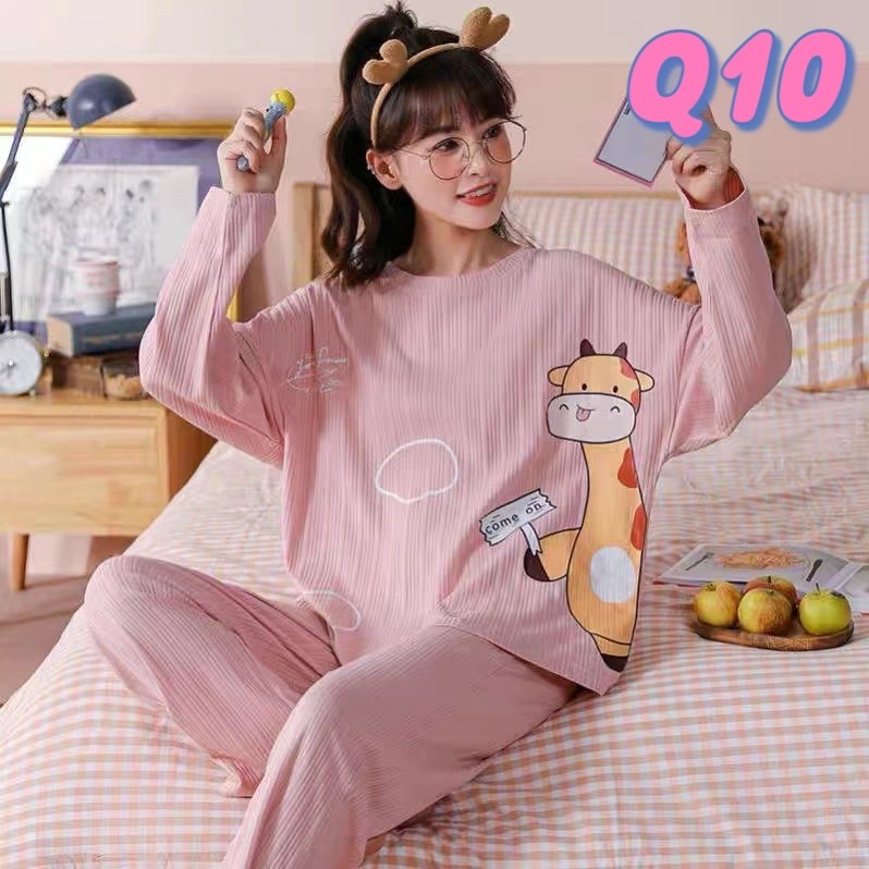 Q1-ชุดนอนผู้หญิง ลายใหม่ พิมลาย เเขนยาว+ขายาว พร้อมส่งที่ไทย | Shopee ...