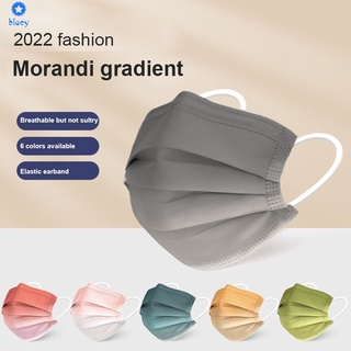 ผู้ใหญ่หน้ากาก Morandi ชุดไล่โทนสีสีทิ้งหน้ากากป้องกัน3ชั้นหน้ากากป้องกันสำหรับผู้ใหญ่【 Blue】