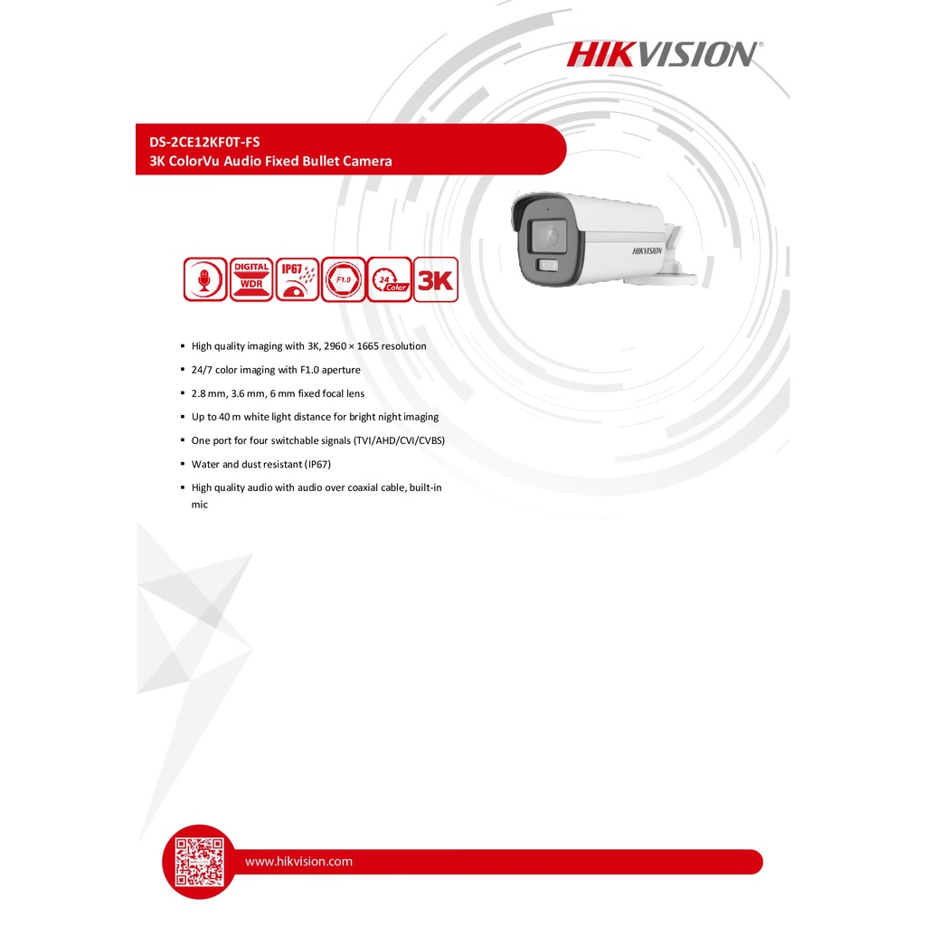 hikvision-กล้องวงจรปิด-5-ล้านพิกเซล-รุ่น-ds-2ce12kf0t-fs-2-8-mm-3k-colorvu