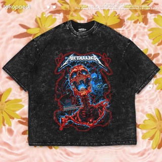 เสื้อยืดผ้าฝ้ายพิมพ์ลายขายดี เสื้อยืด พิมพ์ลาย Metallica OVERSIZE WASHING | เสื้อยืด ขนาดใหญ่ | เสื้อยืด พิมพ์ลายซักผ้า