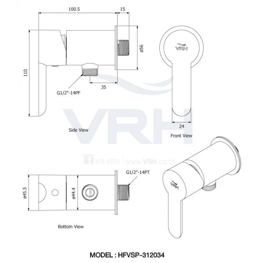 vrh-villa-hfvsp-312034-ก๊อกฝักบัวเดี่ยว-ก๊อกน้ำ-ก๊อก-ติดผนัง