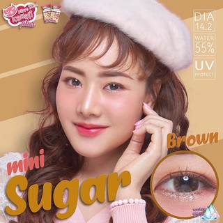 Mini Sugar brown  แบรนด์ Kitty Kawaii ค่าอมน้ำสูง55% Contact Lens บิ๊กอาย  คอนแทคเลนส์ Bigeyes  ค่าสายตา -50 ถึง -1000