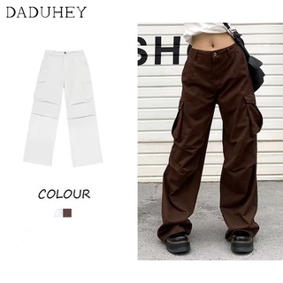 DaDuHey🔥 Mens and Womens 2022 Autumn New Loose Wide Leg Multi-Pocket Cargo Pants Trendy Fashionable White Cool Handsome Straight Casual Pants