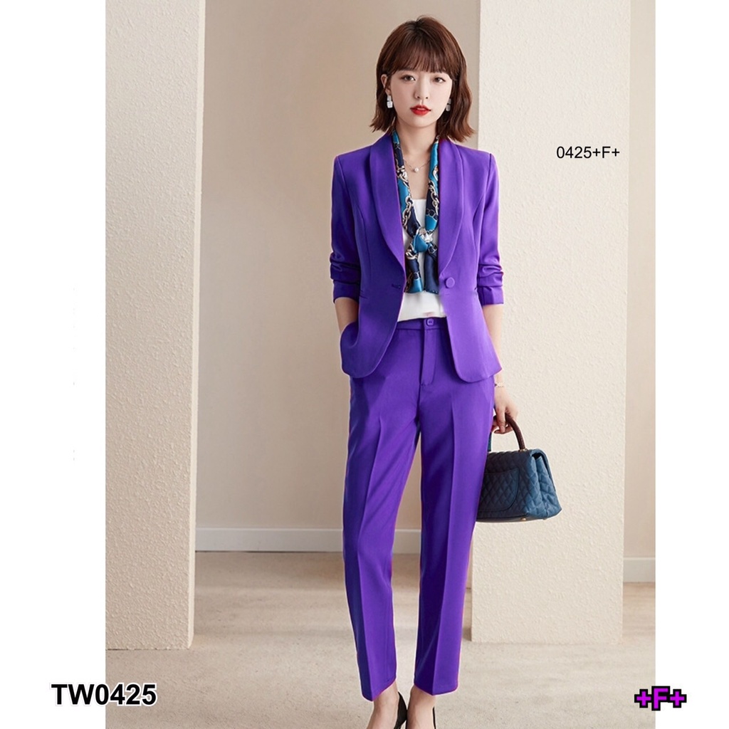 ภาพหน้าปกสินค้าSS0425 Set Suit สูท 2 ชิ้น ปกกล้วย จากร้าน twinsskyshop บน Shopee