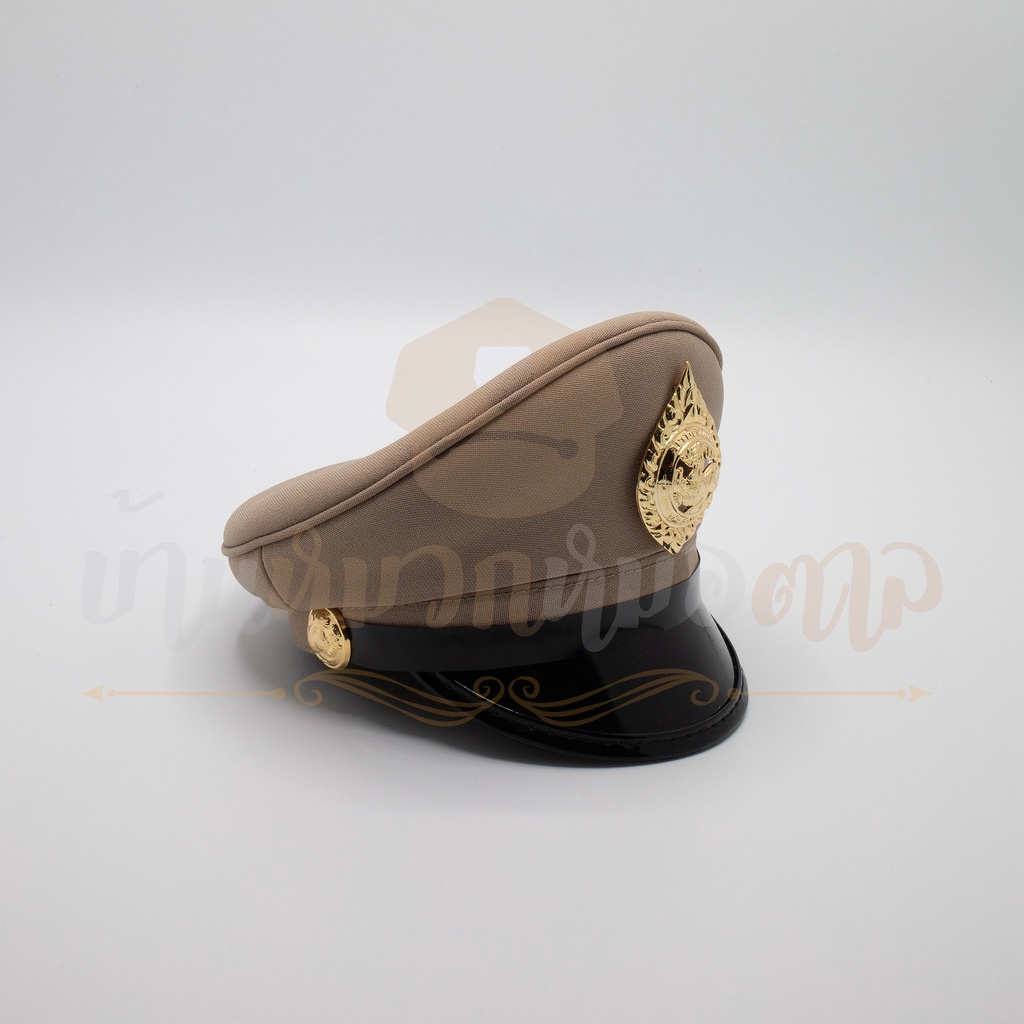 หมวกจิ๋วตั้งโชว์สีกากี-ตราสิงห์กำนันผู้ใหญ่บ้าน-ขนาดเท่าฝ่ามือ-แถมซองหมวก-ให้ของขวัญ-เป็นของชำร่วย-วางหน้ารถ