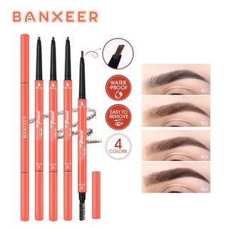 BANXEER ดินสอเขียนคิ้วพร้อมแปรง กันน้ํา ดินสอเขียนคิ้วเนื้อครีมอัดแท่ง-4 สีให้เลือก 20 กรัม Dual-Head Waterproof Eyebrow Pencil
