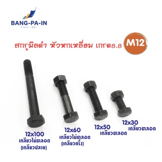 ฺBangpain สกรูมิลดำ สกรูหัวหกเหลี่ยม M12 เกรด 8.8