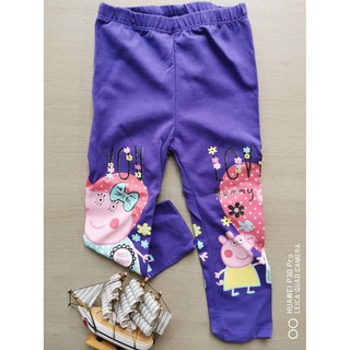 กางเกงเลกกิ้ง สกรีน ลาย peppa pig สีม่วง สีกรม Size 1-12y