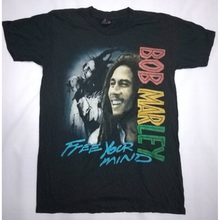 เสื้อยืดแขนสั้น Bob Marley บ๊อบ มาร์เลย์ ผ้าบาง50/50 ตะเข็บเดี่ยวบนล่าง ฟอกสีเฟดให้ดูเหมือนเสื้อวินเทจ