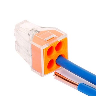 ข้อต่อ บล๊อกรวมสายไฟ 4 เส้น wago 773-604 มาตรฐานสำหรับงานช่างไฟฟ้า 4 Wire Push-In Conductor Comnbination Block PCT-104