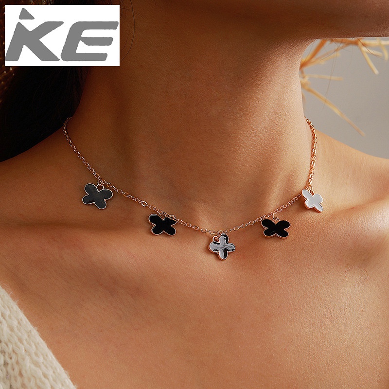 jewelry-simple-temperament-black-dripping-small-flower-necklace-all-match-leaf-pendant-necklac