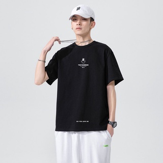 เสื้อยืดแขนสั้นลําลอง คอกลม พิมพ์ลาย แบบเรียบง่าย สไตล์เกาหลี สําหรับผู้ชาย