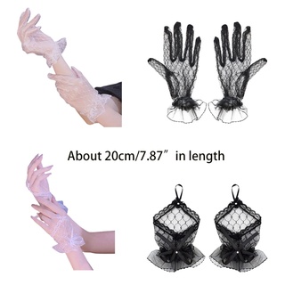 ภาพขนาดย่อของภาพหน้าปกสินค้าXixi Elegant Ladies Short Lace Gloves Black White Prom Party Gloves Lolita Mittens จากร้าน xixistore.th บน Shopee