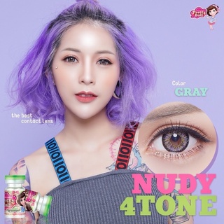 Nudy4tone Gray (1)(2) Nudy 4 Tone Gray สีเทา4โทน บิ๊กอาย สีเทา สีเทาอมม่วง contact lens คอนแทคเลนส์ bigeyes สายตาสั้น