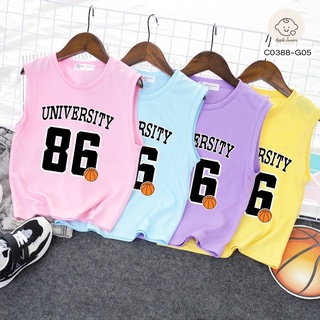 เสื้อกล้ามกีฬาเด็ก ลายUniversity 86 สีพาสเทล