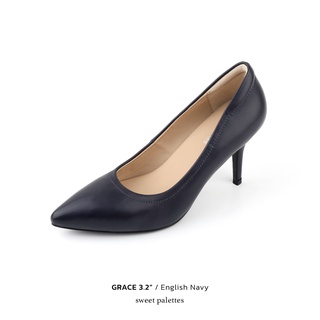 สินค้า Sweet Palettes รองเท้าหนังแกะ Grace 3.2 inch English Navy