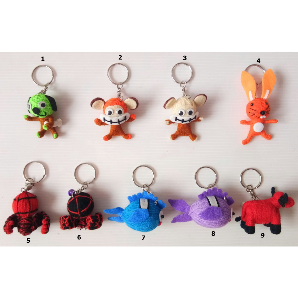 ตุ๊กตาวูดู-ลายโมเดล-dog-mouse-rabbit-spider-fish-buffalo-พวงกุญแจห้อยกระเป๋า-voodoo-string-doll-keychain-7