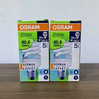 ( แพ็ก 2 ดวง ) OSRAM หลอดตะเกียบ หลอดประหยัดไฟ 20W ขั้วE27 / DULUXSTAR MINI TWIST 865 Daylight แสงขาว