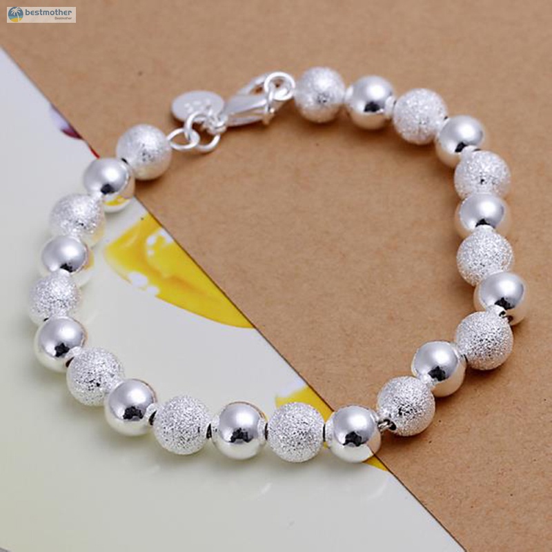 new-fashion-jewelry-925-sterling-silver-8m-sand-light-beads-chain-bracelet-for-unisex-man-women-gift