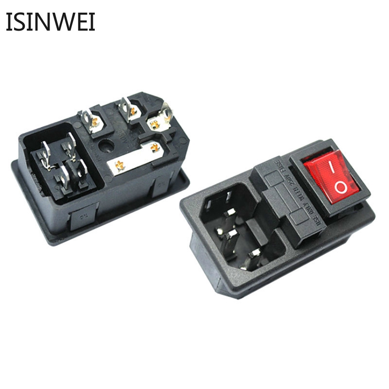 10 A 250 V AC-01 AC Power Socket พร้อมสวิทช์โยกและฟิวส์ปลั๊กต่อปลั๊ก ...