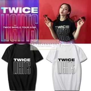 เสื้อยืดสีขาว - เสื้อยืดKpopTWICEไลท์S-XXL/เกาหลีTWICEWORLDTOUR2019เสื้อยืดจีฮโย่tzuyuโมโมะซานะมินะ