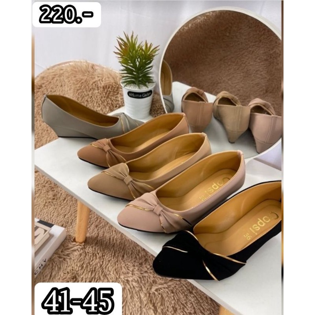 ภาพสินค้ารองเท้าไซส์ใหญ่ คัชชูแต่งโบว์ 41-45 (ส้น 1 นิ้ว) ส้นเตารีด จากร้าน jantimanannytoopundung บน Shopee ภาพที่ 3