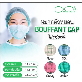 Mind Mask หมวกตัวหนอนกระดาษ สีขาว,สีฟ้า, สีเขียว, สีชมพู หมวกคลุมผมในโรงพยาบาล คลีนิกทั่วไป แพคละ 50 ชิ้น