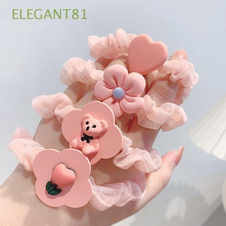 ELEGANT81 Elastic Women Hair Claw Clip Cute Ponytail Holder Korean Style Scrunchies Heart Trendy Rubber Band Flower For Children Barrettes Hairpins