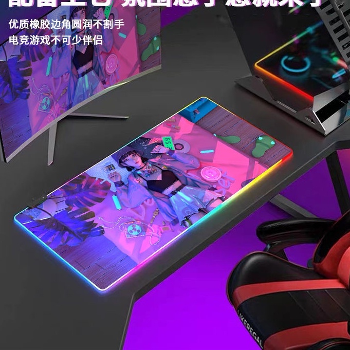 แผ่นรองเม้าส์มีไฟ-แผ่นรองเม้าท์rgb-led-light-ลายanime-ขนาดใหญ่-gaming-mouse-pad