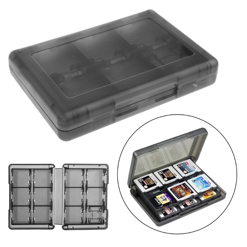 dou-28-in-1-กล่องเก็บตลับเกมสีดําสําหรับ-nintendo-ds-3ds