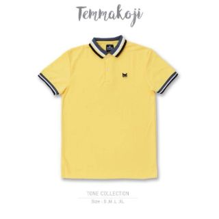 เสื้อโปโลมีสไตล์แบรนด์  Temmakoji (เทมมะโกจิ) สีเหลืองอ่อน
