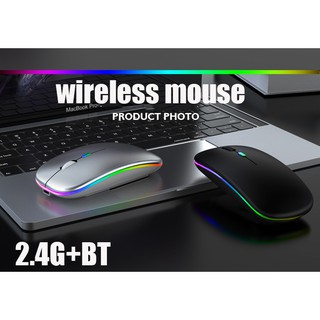 ภาพย่อรูปภาพสินค้าแรกของเมาส์ไร้สาย มีแบตในตัว ไร้เสียง Wireless Mouse บลูทูธ