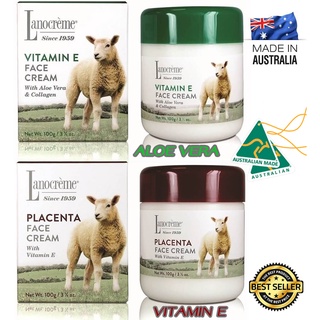 Lanocreme-Placenta ครีมรกแกะออสเตรเลีย 2สูตร Aloe Vera & Collagen / Vitamin E 100กรัม ของแท้ Australia Made100%