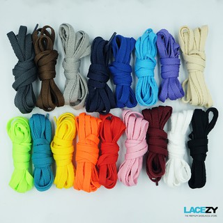 ภาพขนาดย่อของภาพหน้าปกสินค้าLacezy เชือกรองเท้า สีพื้น แบน เชือกรองเท้ากีฬา เชือกผูกรองเท้า ขนาด 120cm 160cm กว้าง 8mm จากร้าน lacezyth บน Shopee