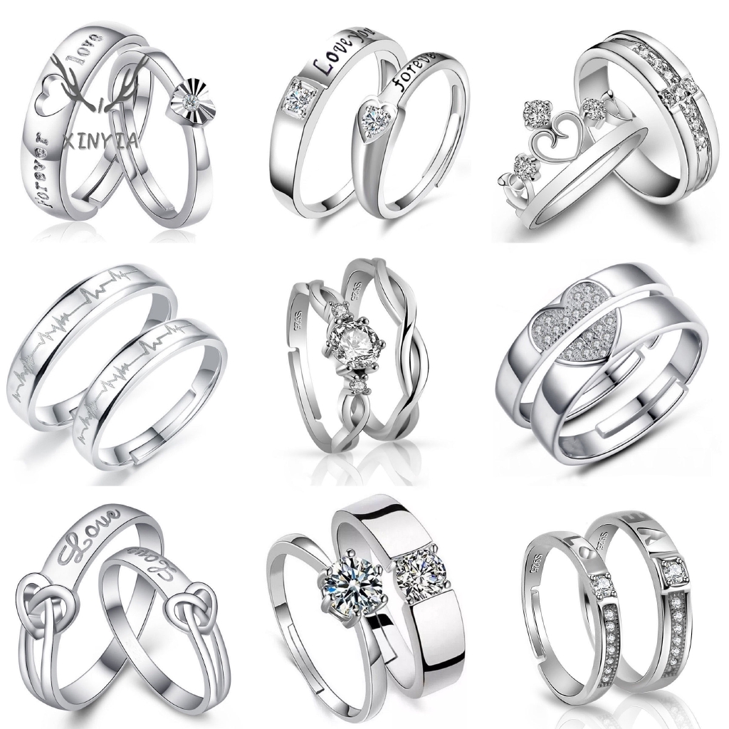 ภาพหน้าปกสินค้าแหวนคู่แหวนเพชรแฟชั่นผู้หญิงเครื่องประดับแหวนคู่รัก B1