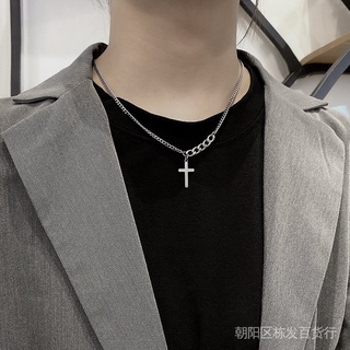 สร้อยคอโซ่เหล็กไทเทเนียม จี้ไม้กางเขน เข้ากับทุกการแต่งกาย สไตล์ฮิปฮอป เรียบง่าย เครื่องประดับ สําหรับผู้ชาย และผู้หญิง