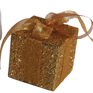 ของตกแต่ง ของประดับ ออร์นาเม้นท์  เทศกาลคริสต์มาส  เทศกาลปีใหมของขวัญ (90662) กล่องของขวัญกากเพชร (มีโบว์)  ขนาด 3 นิ้ว