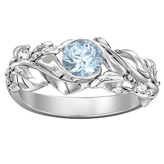 รูปแบบใหม่ฝัง Topa บลูใบแหวนในยุโรปและอเมริกาสร้างสรรค์ใบเทียมเพชรแหวนหมั้น
