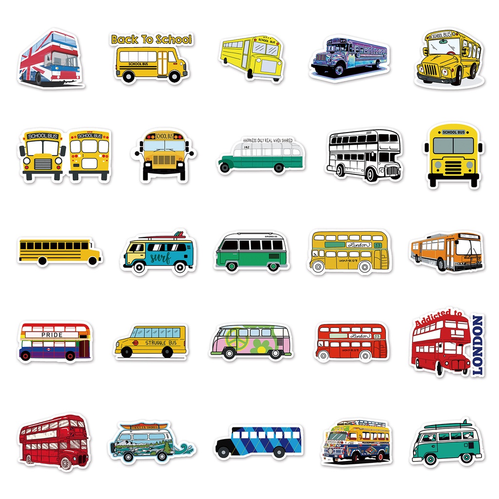 พร้อมส่ง-vintage-london-bus-รถโรงเรียน-รสบัส-แผ่น-sticker-กันน้ำ-สติ๊กเกอร์-ใช้ซ้ำได้-กระโปรงหลังรถ