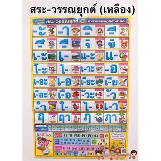 โปสเตอร์ สระ-วรรณยุกต์ (เหลือง)🌈โปสเตอร์สื่อการเรียนรู้ ก-ฮ สูตรคูณ ท่องจำ สอนเด็ก อนุบาล ชวนท่อง ภาษาไทย พยัญชนะ