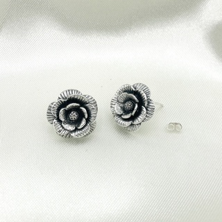 DSP ต่างหูเงินดอกไม้ ดอกกุหลาบ ต่างหูเงินแท้ ตุ้มหูเงินแท้ 925 : DSP 925 Sterling Silver Earing [ESPC016]