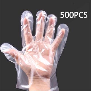 ถุงมือพลาสติกใสป้องกันแบคทีเรียใช้แล้วทิ้ง 500 ชิ้น