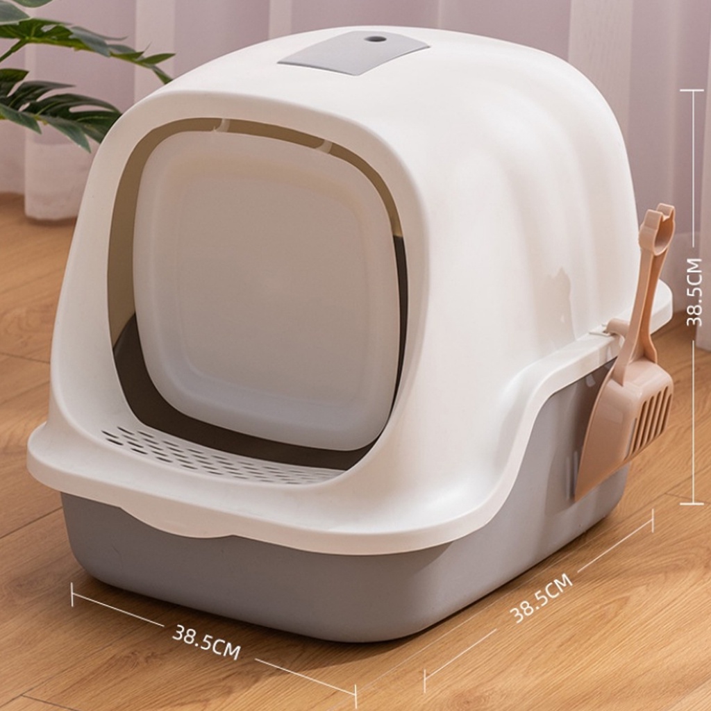 ห้องน้ำแมว-พร้อมที่ตักทราย-ห้องน้ำแมวทรงโดม-มีฝา-ทราย-กระบะทรายแมว-2-ชั้น