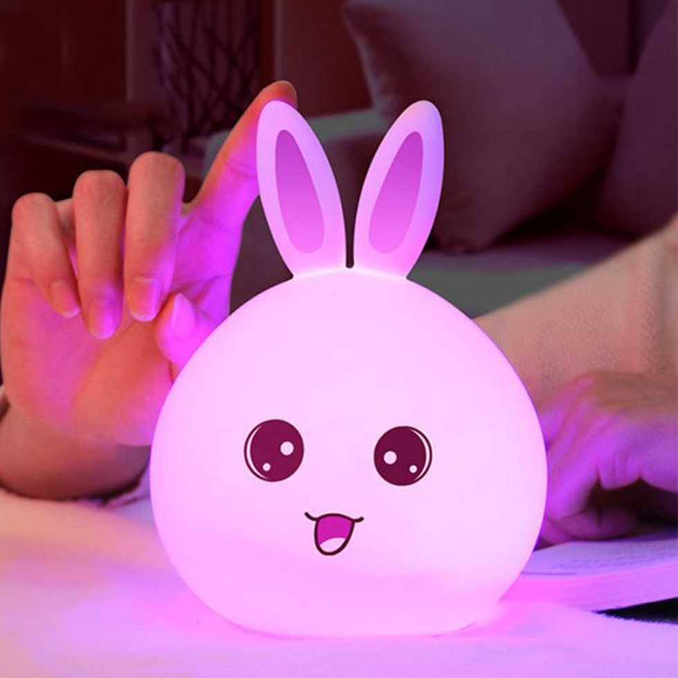 โคมไฟ-led-รูปน้องกระต่าย-ทำจากซิลิโคน-นุ่มนิ่มบีบได้-โคมไฟที่ใช้การสัมผัสในการเปลี่ยนโหมด