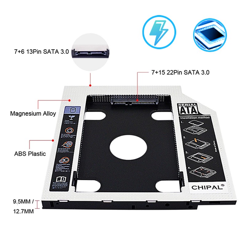 ถาดแปลงใส่hdd-ssd-ในช่องdvd-cd-notebook-9-0mm-9-5mm-12-7mm-universal-sata-2nd-hdd-ssd-hard-drive-caddy